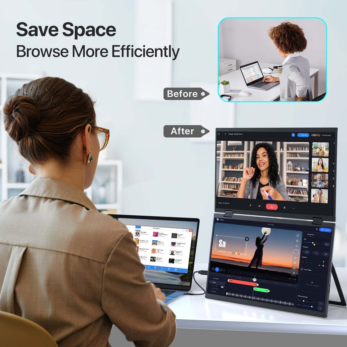 23.8-inch Dual Portable Monitor with Full HD Display