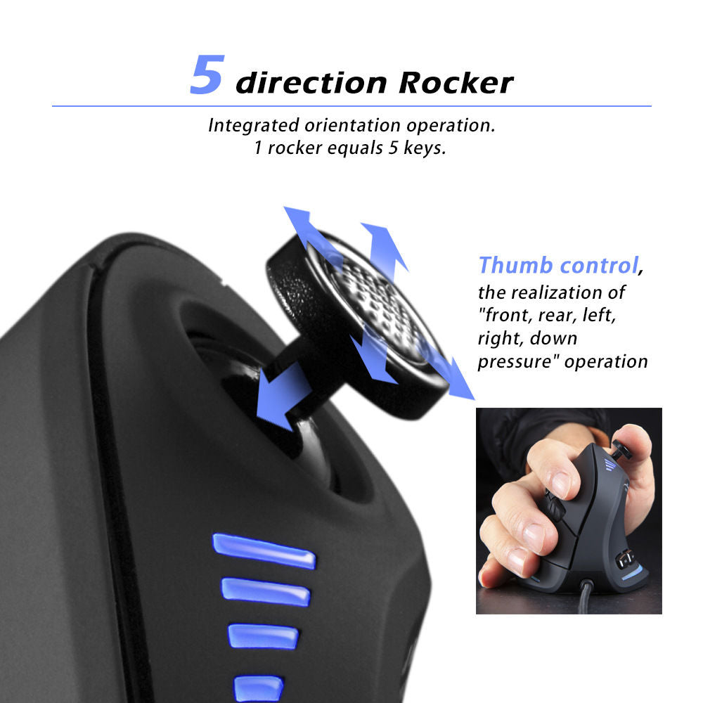 Ergonomic Vertical Gaming Mouse with RGB Lighting