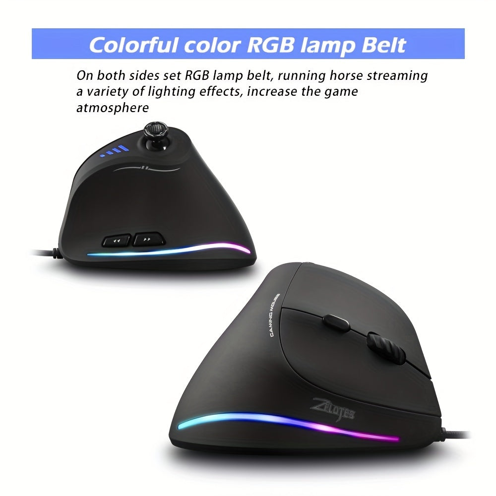 Ergonomic Vertical Gaming Mouse with RGB Lighting