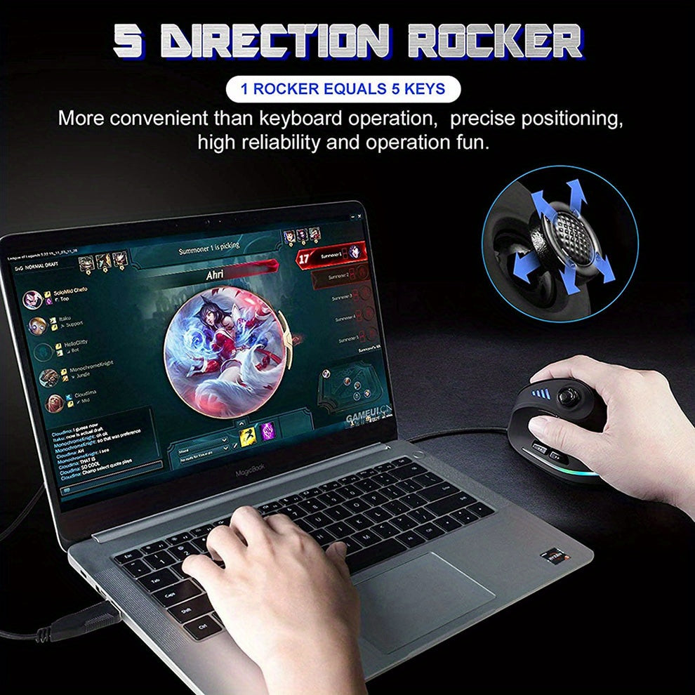 Ergonomic Vertical Gaming Mouse with RGB Lighting