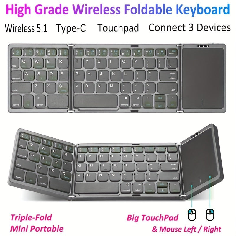 Foldable Wireless Keyboard with Touchpad
