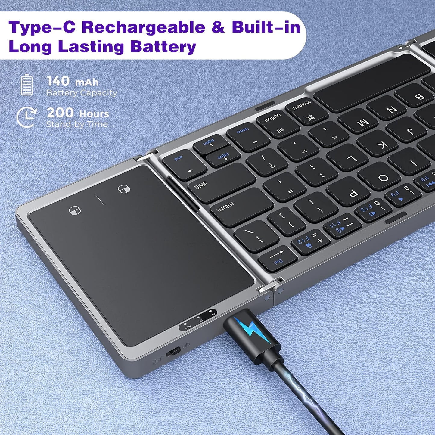 Foldable Wireless Keyboard with Touchpad