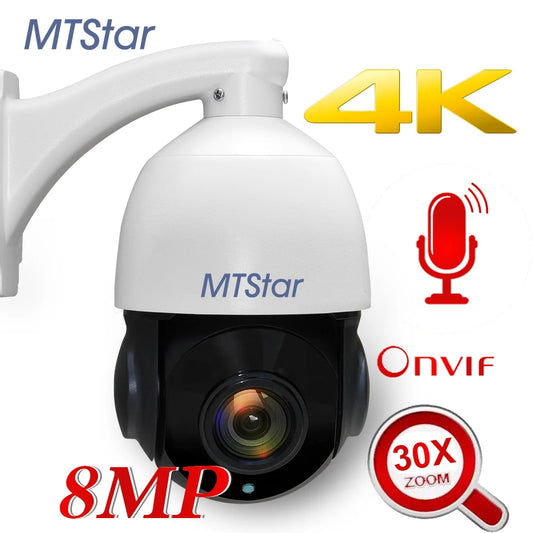 4K 8MP PTZ Security Camera with 30x Optical Zoom