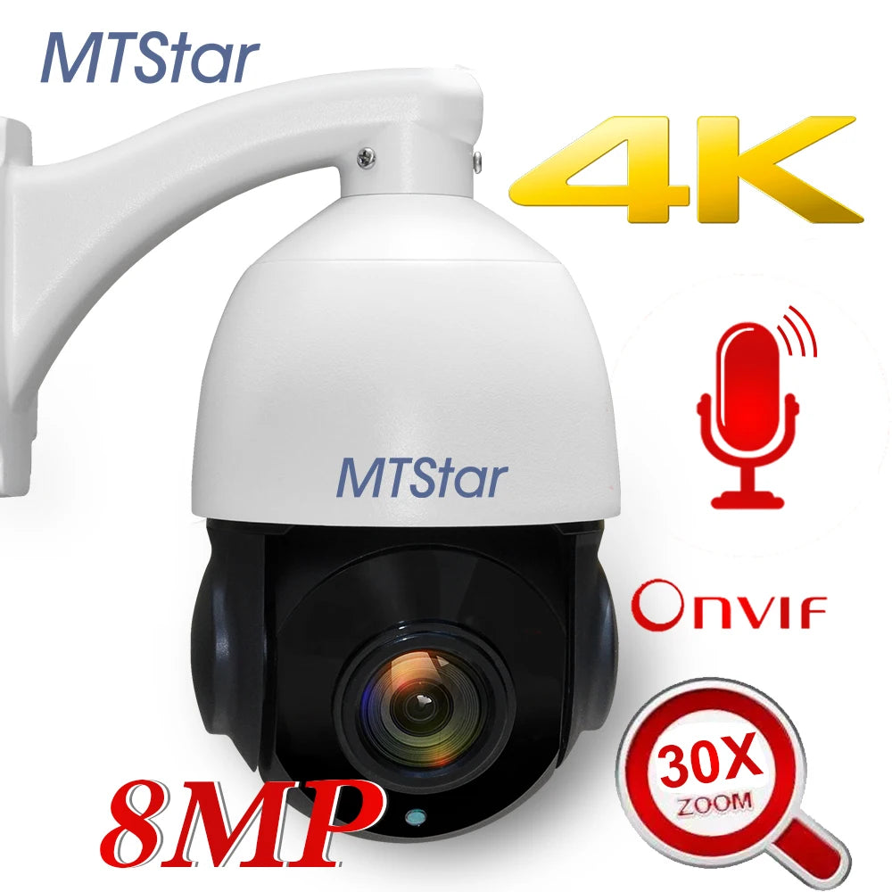 4K 8MP PTZ Security Camera with 30x Optical Zoom