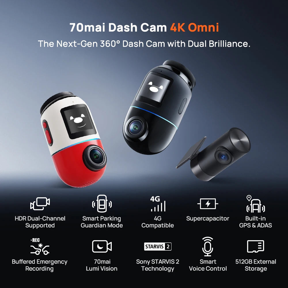 70mai Dash Cam 4K Omni HDR 360° Rotating